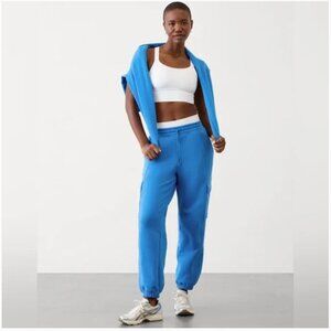 Athleta Easy Fleece High Rise Cargo Joggers UltraMarine Sweatpants Medium